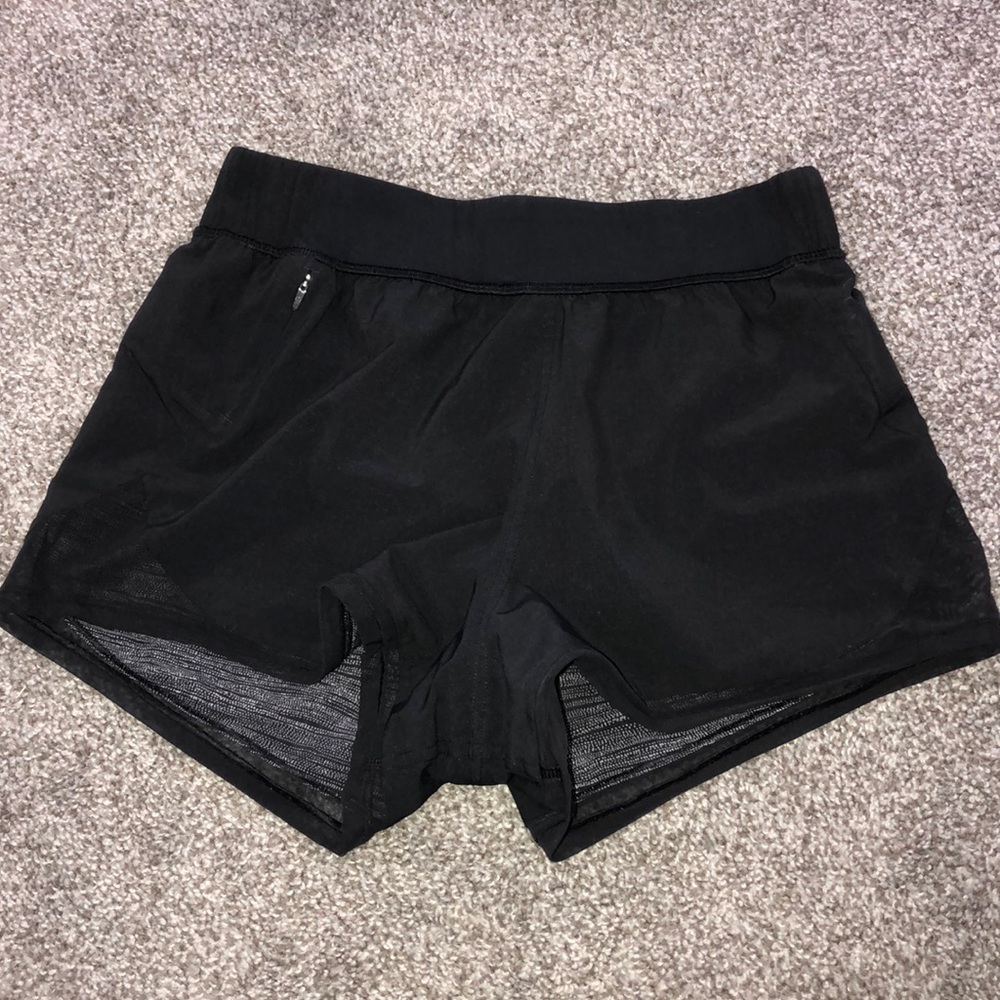 Black lulu lemon shorts with mesh on the side!